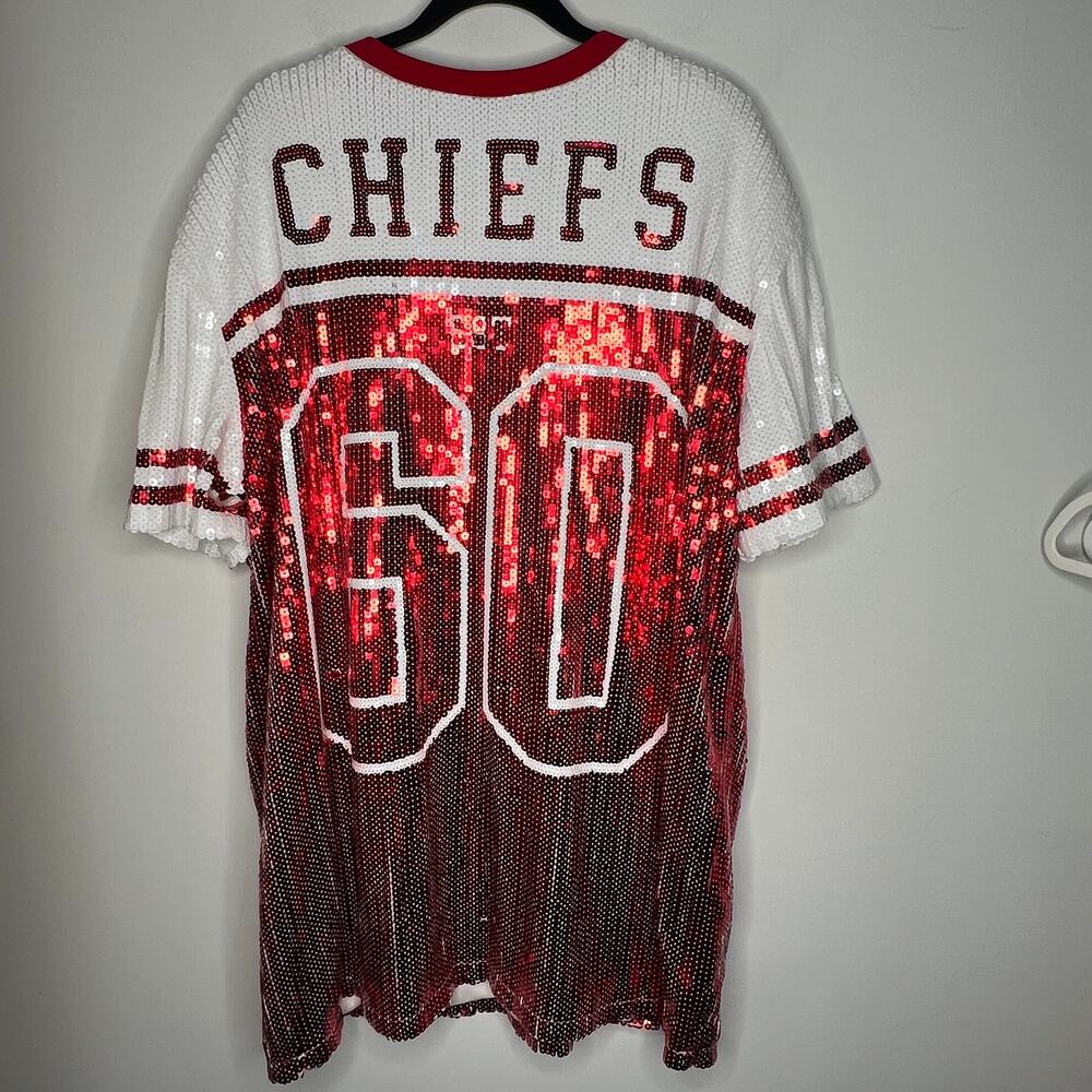 Kansas City Chiefs Sequin Jersey Mini Dress Size XL - Picture 4 of 11